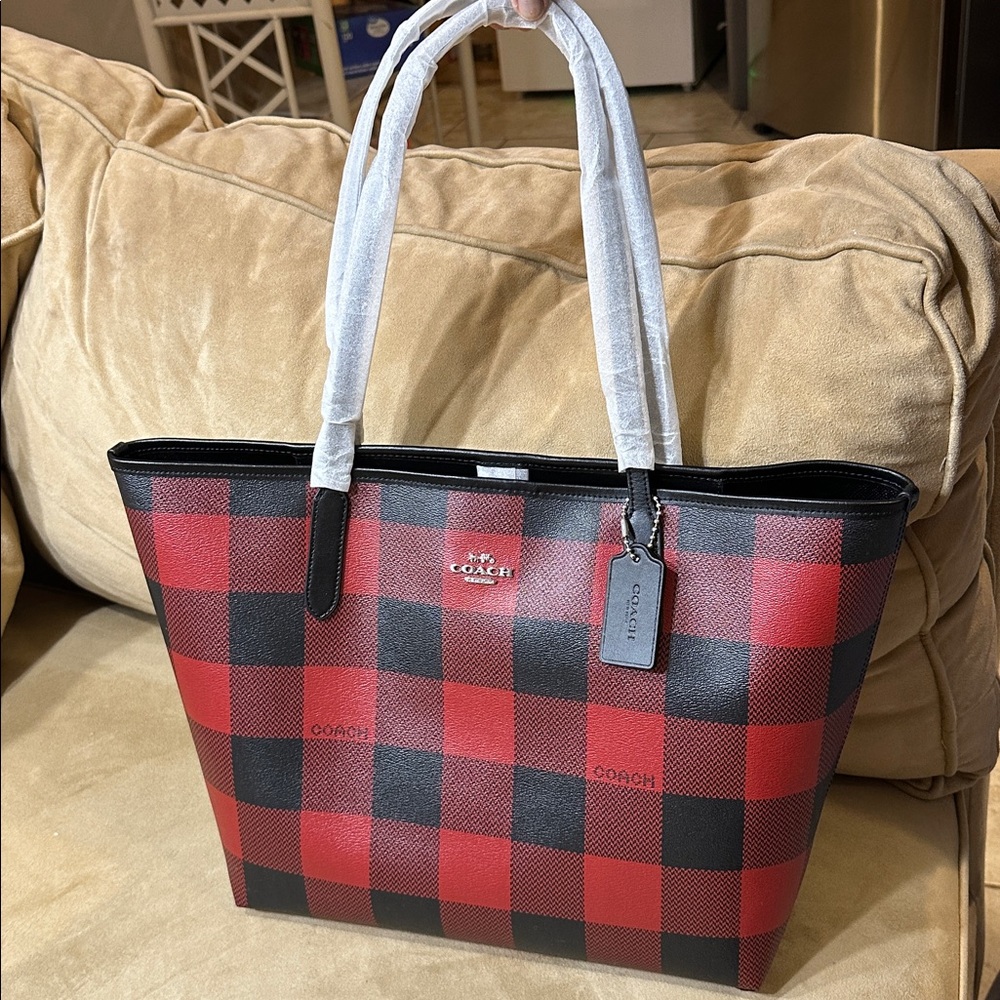 Coach Buffalo Plaid Tote